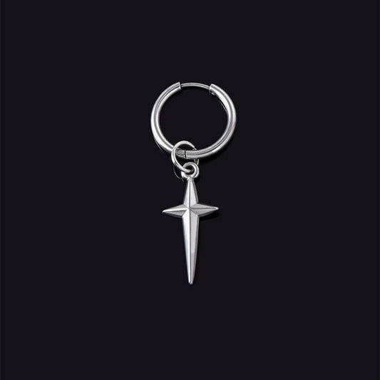 Minimalist Cross Dangle Earrings For Women Men Trend Hip-hop Punk Silver Single Earrings Birthday Gift Jewelry - Mubimart