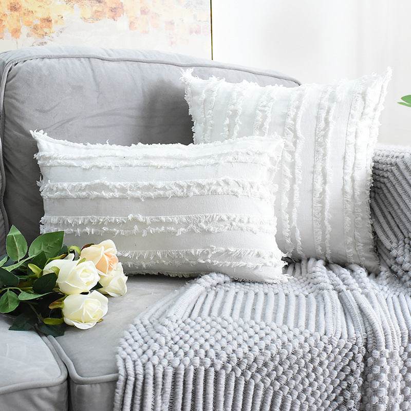 Cut Floral Fringed Sofa Pillowcases - Mubimart
