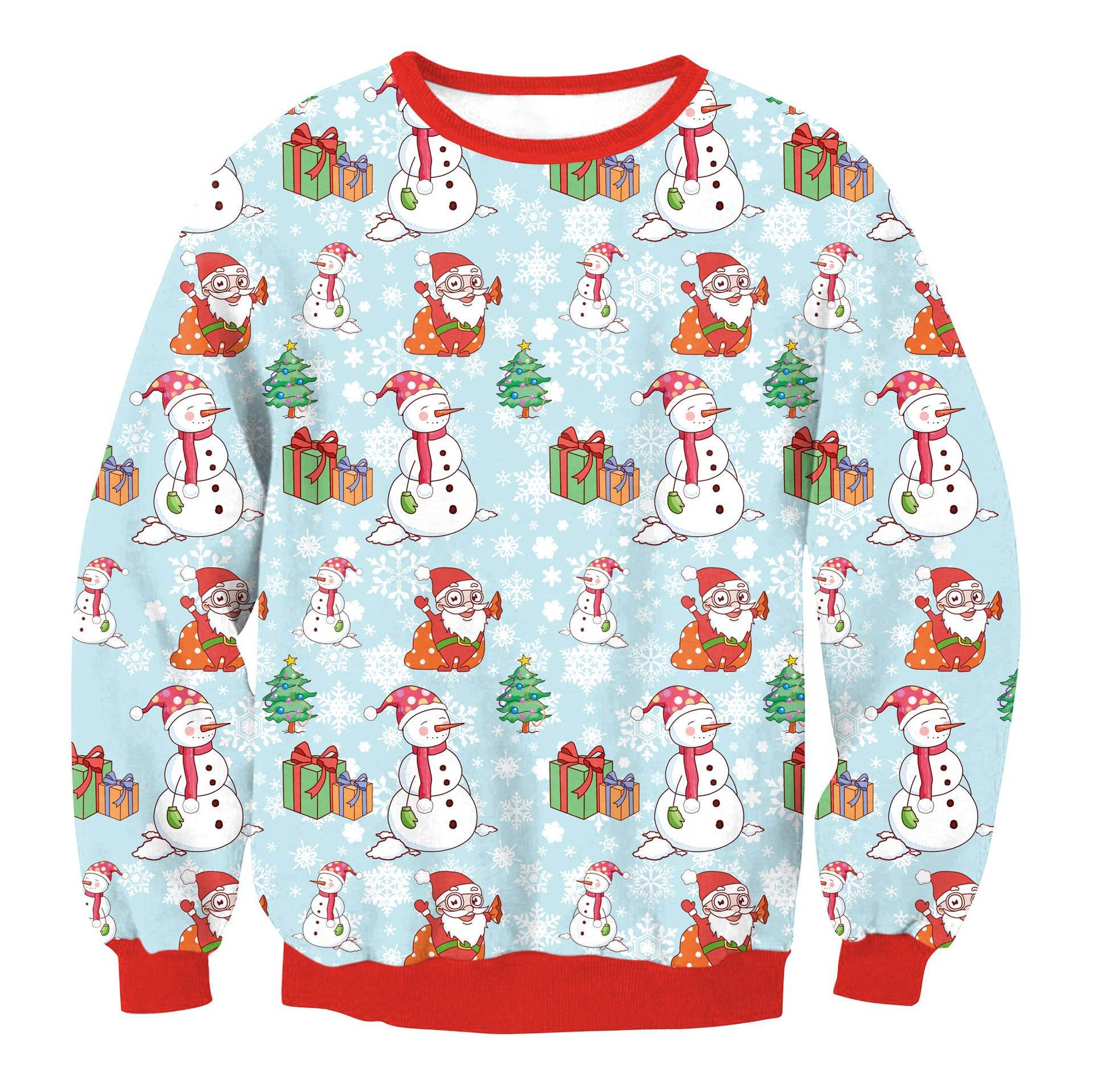 Autumn Winter Fashion Ugly Christmas Sweater Santa Elf Funny Pullover Womens Mens Print Sweaters Tops Clothing - Mubimart