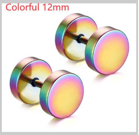 8MM Stainless Steel Earrings Women Men Gold Silver Black Barbell Ear Stud Piercing Earring Tunnel Punk Gothic Jewelry - Mubimart