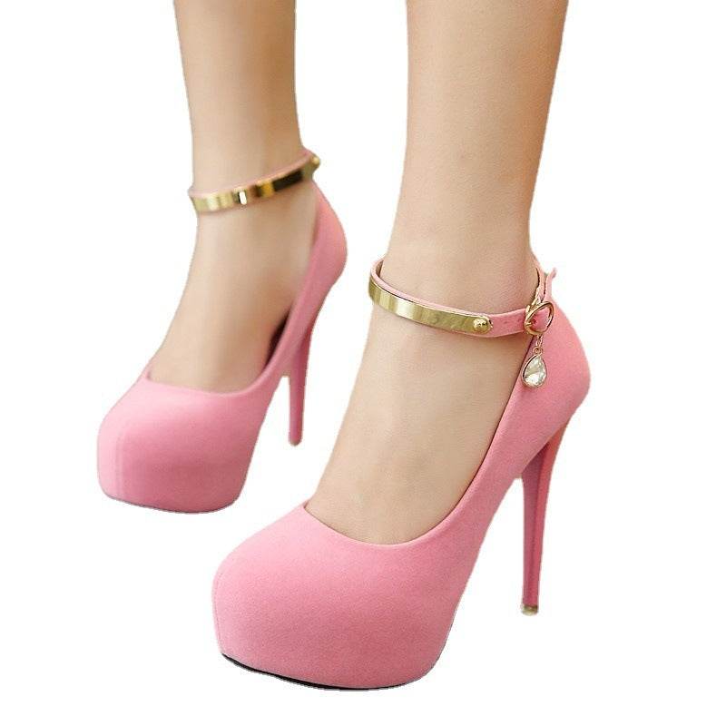 Pumps Shoes Woman Pumps Metal Ankle Strap Wedding Party - Mubimart
