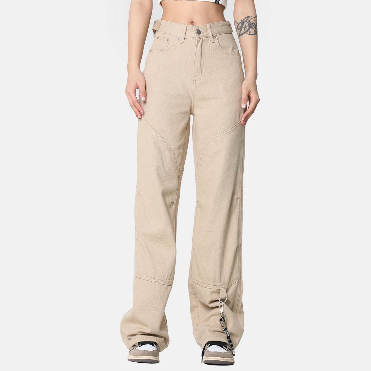 Narrow Design For Men And Women Straight Cargo Pants - Mubimart