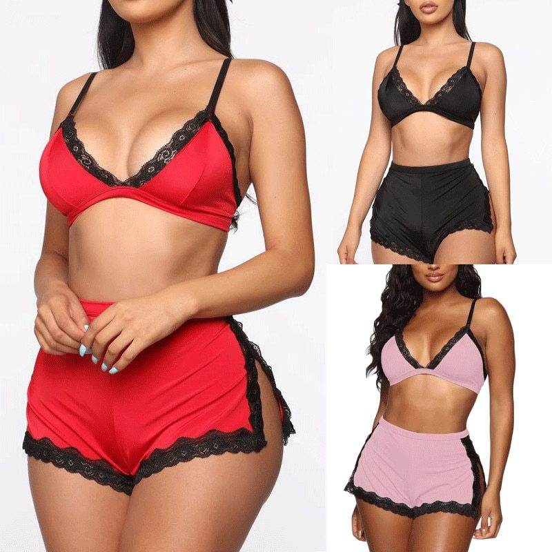 Women Sexy Sleepwear Lingerie Lace Bra - Mubimart