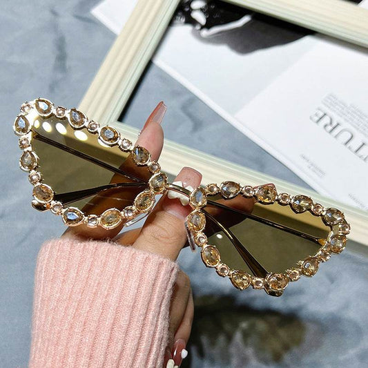 Women's New Cat-eye Sunglasses With Diamonds - Mubimart