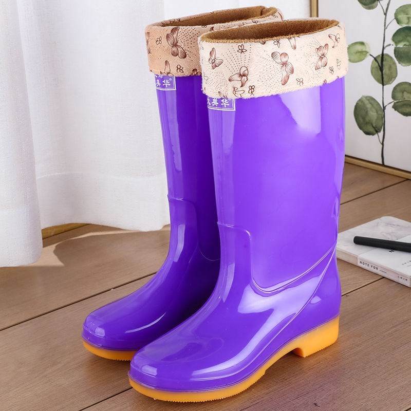 Rain boots waterproof shoes rubber shoes women - Mubimart