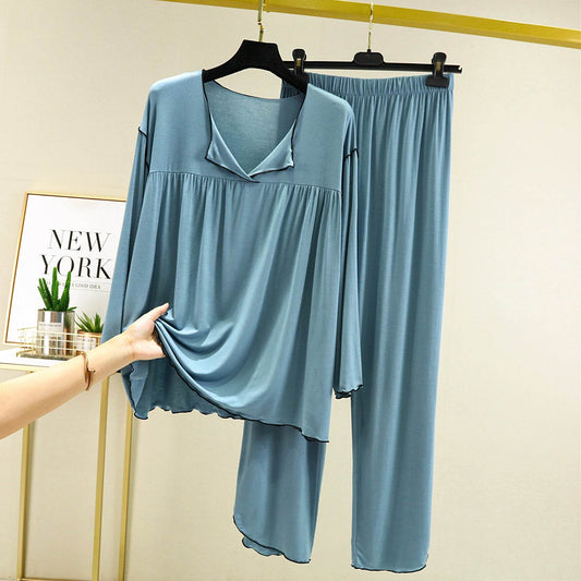 Fashion Long Sleeve Straight Pants Loungewear Set - Mubimart