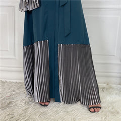 Pleated Hem Robe Women Arabian Long Cardigan - Mubimart -  