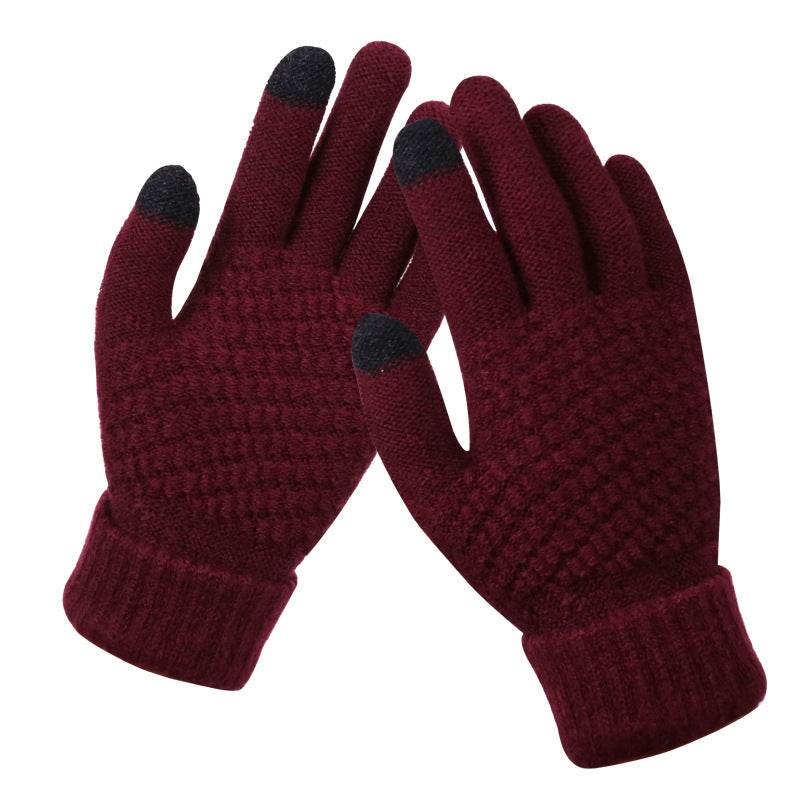 Couple knitted gloves touch screen gloves - Mubimart