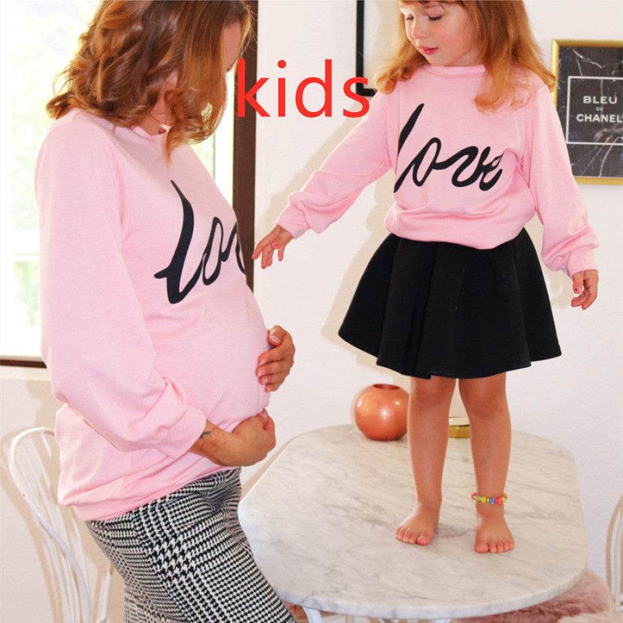 Maternity Sweatshirt Love Printed Parent-child Sweatshirt - Mubimart