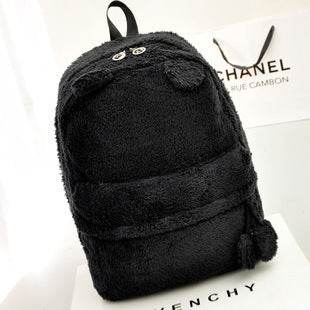 Cute plush bear backpack women - Mubimart