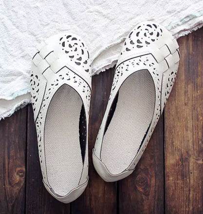 Flat Bottom Comfort Hollow Shallow Mouth Women's Shoes - Mubimart