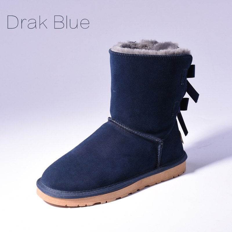 High Quality SALE Women Australia Snow Boots Warm Fur Baileys Bow Boots Women Winter Boots Snow Boots Big Size - Mubimart