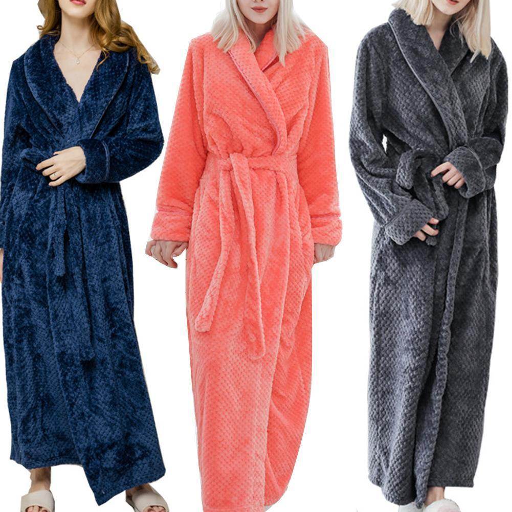 Winter Sleep Bath Robe Women Men Warm Fleece Robes - Mubimart