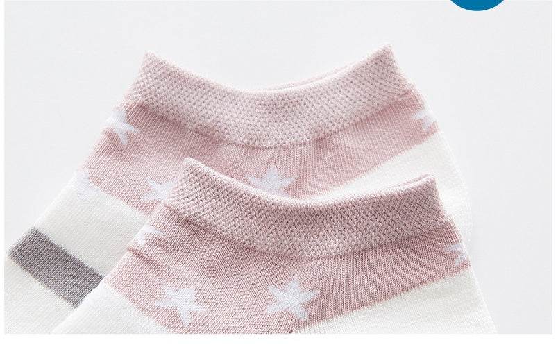 Star Stripe Breathable Low-cut Invisible Cotton Socks - Mubimart