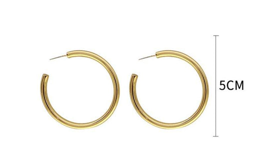 Gold Chunky Hoop Earrings - Mubimart