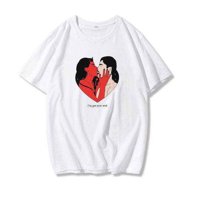 Retro BF Plus Size Loose Top Women's Fashion T-shirt - Mubimart