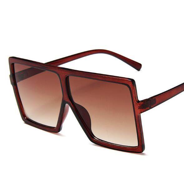 Oversized Women Sunglasses Square Brand Designer Big Frame - Mubimart