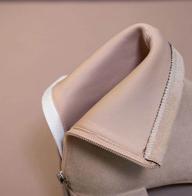 Women's Square Toe Thick Heel Stretch Short Boots - Mubimart