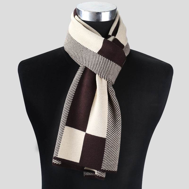 Plaid men scarf knitted scarf - Mubimart