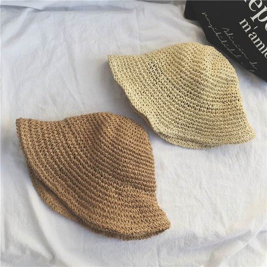 Summer Outing Sunscreen Hat for Women with Foldable Straw Hats Holiday Cool Hat Beach Hat - Mubimart