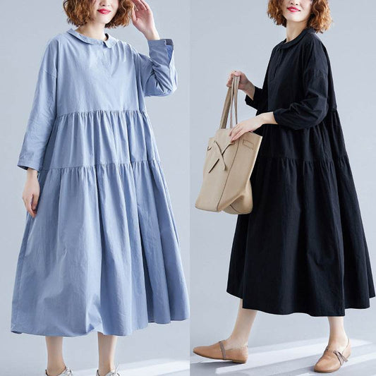 Plus Size Fat MM Long Sleeve Doll Dress Big swing Robe - Mubimart