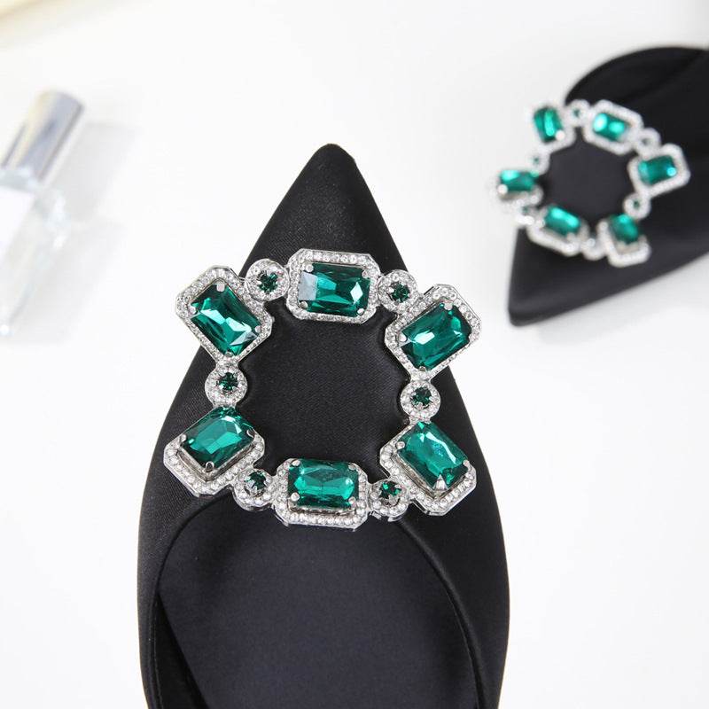 Flat diamond low-top pointed-toe shallow sandals - Mubimart