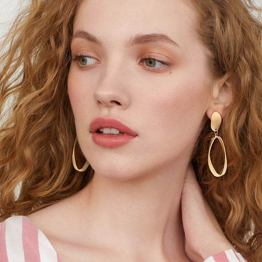 Women's matte metal hoop earrings - Mubimart