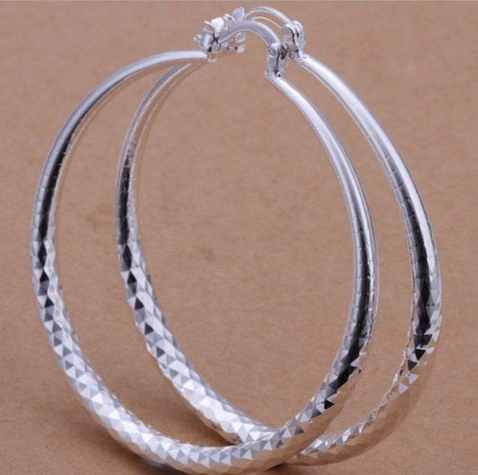 925 Silver Exaggerated Large Hoop Earrings Hoop Earrings - Mubimart