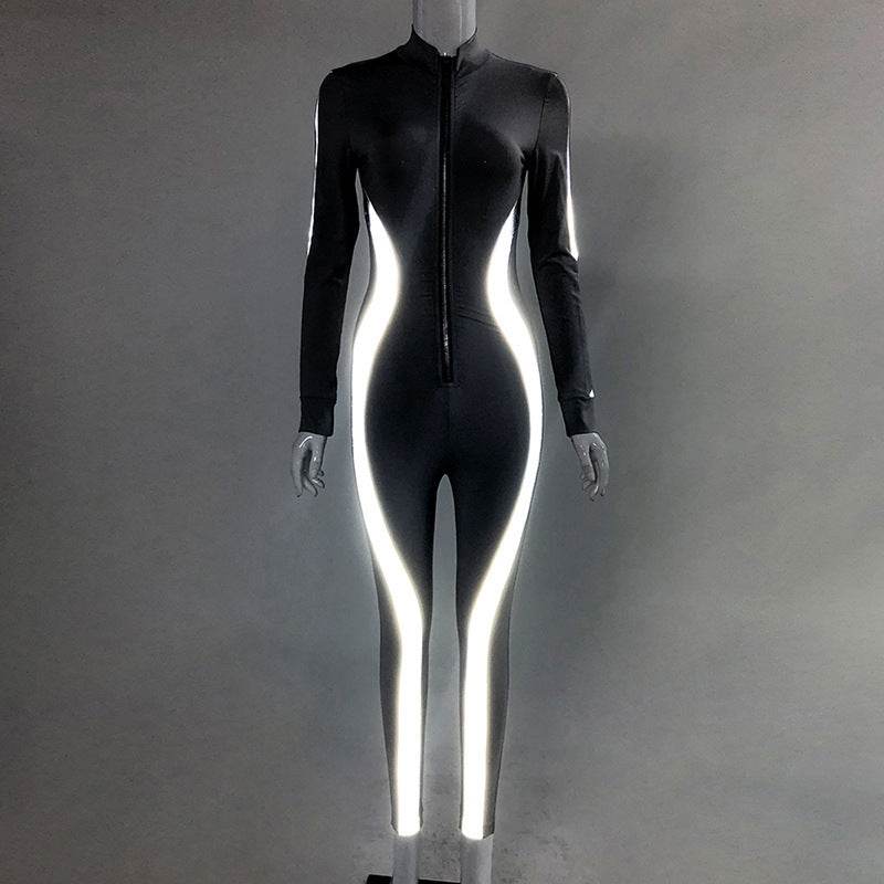 Reflective Paneled Bodysuit - Mubimart