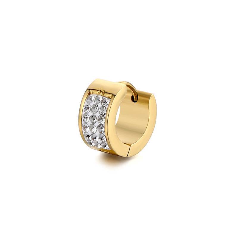 Fashion Titanium Steel Multi-row Rhinestone Zircon Stainless Steel Earrings For Men And Women - Mubimart