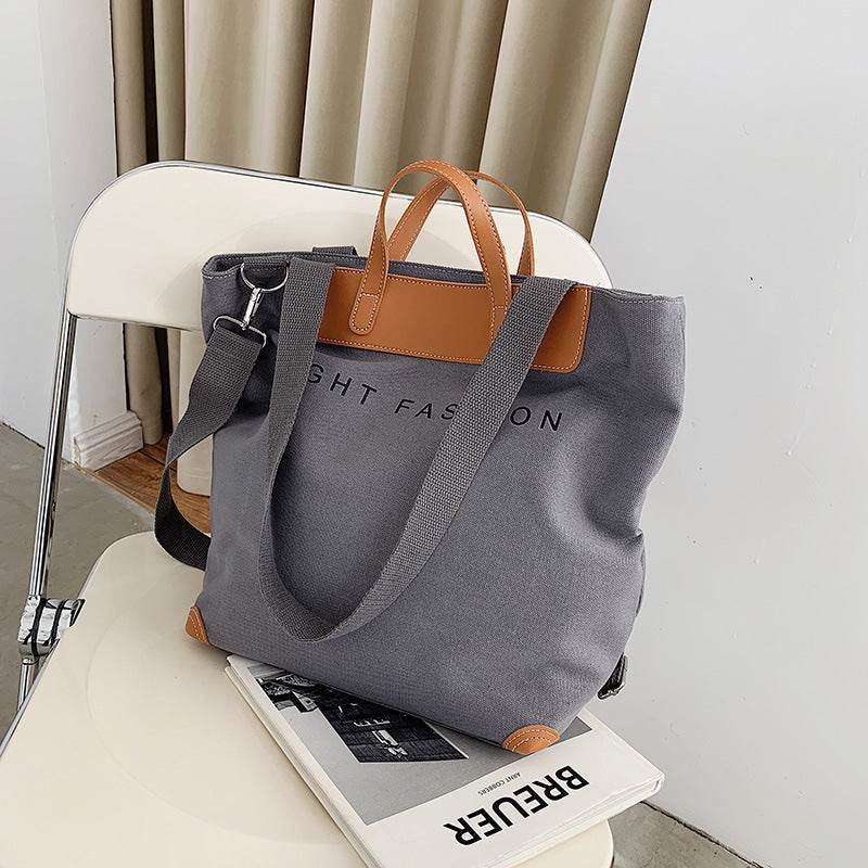 Canvas Shoulder Bag Women Ins Fashion Messenger Crossbody Bags Large Capacity Totes Handbag - Mubimart
