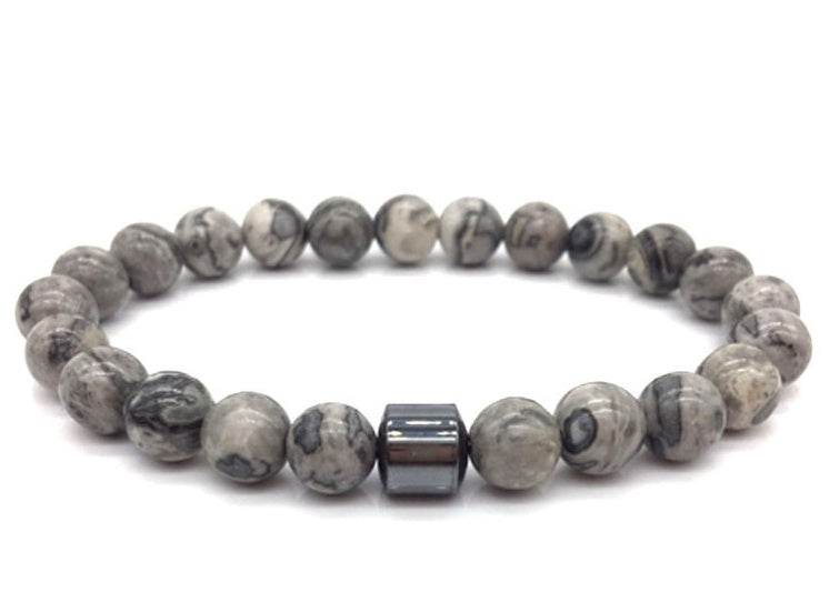Natural Gemstone Bracelet Vintage Stone Beads Men Women Jewelry - Mubimart