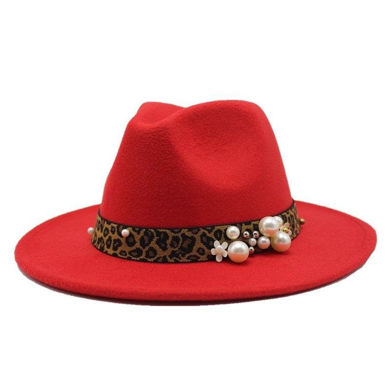 Winter wool Fedoras For Women Wide Brim Felt Hat - Mubimart