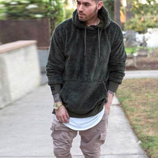 Mens Winter Warm Sweatshirt Hooded Pullover Sportswear Tops - Mubimart
