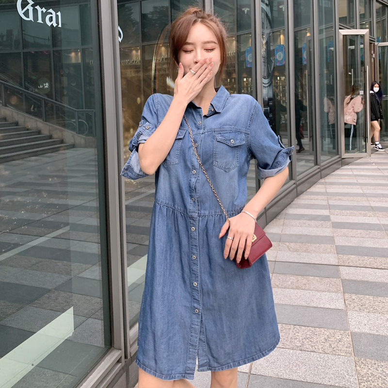 denim dress - Mubimart - Denim Dress 