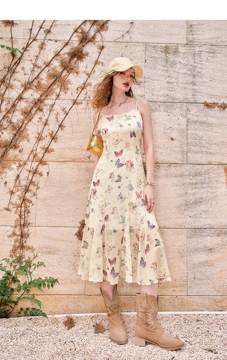 Women's Fashion Printing Slip Dress - Mubimart