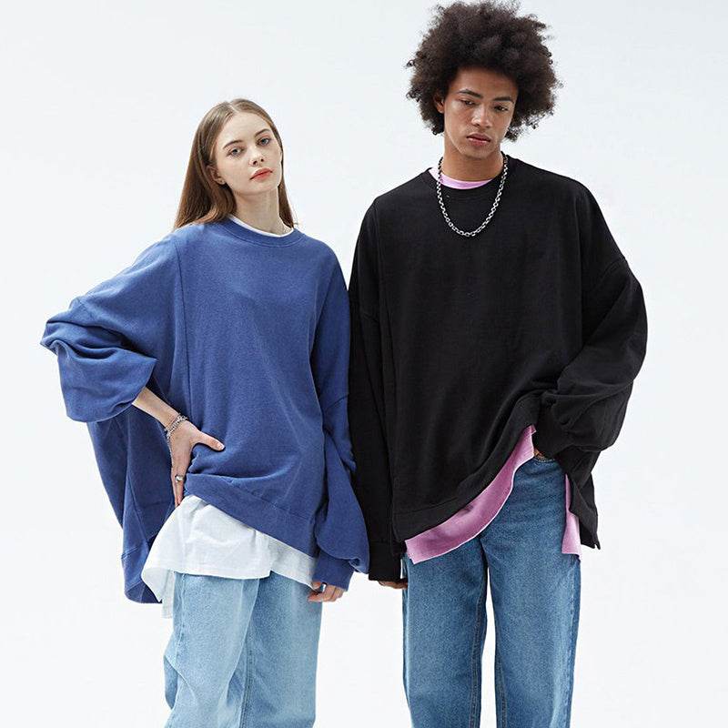 Loose Plus Size Sports Sweatshirt Cotton Terry - Mubimart