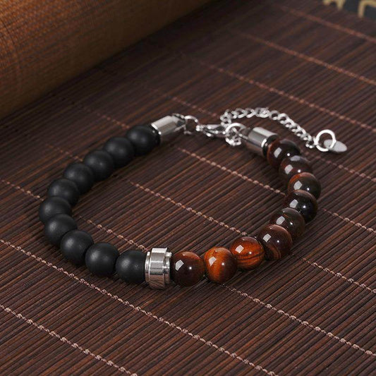 Bracelet Punk Men Women Natural Tiger-shaped Stone Stainless Steel Bangle - Mubimart