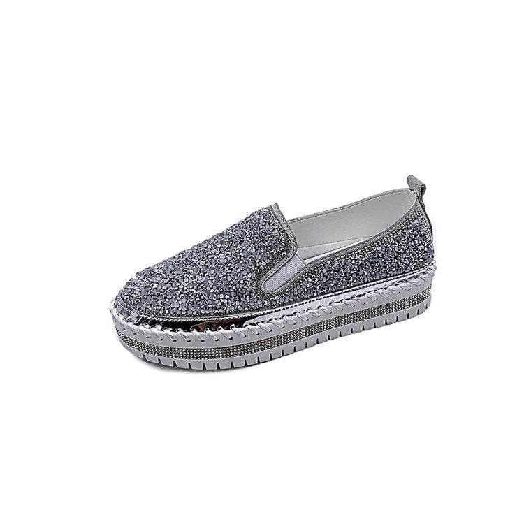 Casual single shoes women flat bottom wild spot loafers - Mubimart