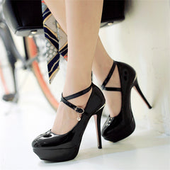 Round toe platform super high heels