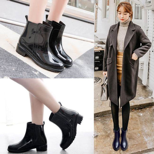 Water Shoes Women's Rain Short Tube Rain Boots - Mubimart