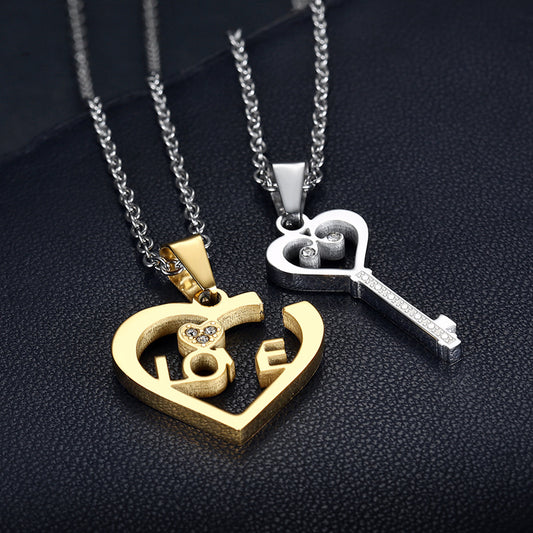 Pendant Love Puzzle Key Couple Necklace