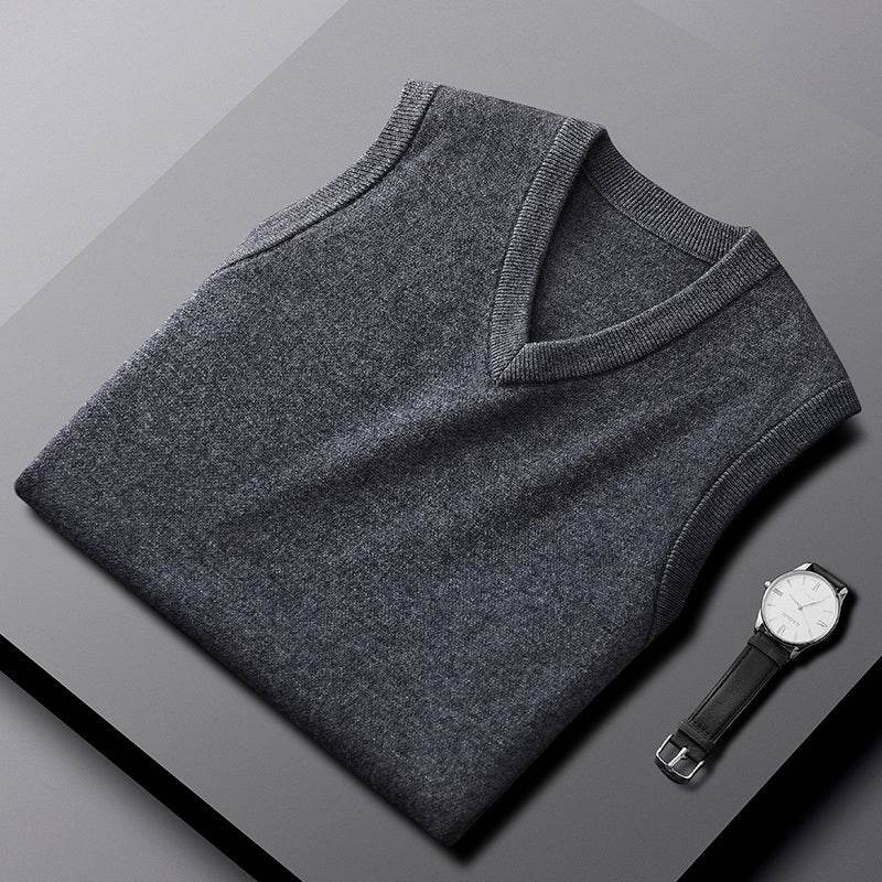 Fashion Cashmere Vest Men's Sleeveless Sweater - Mubimart