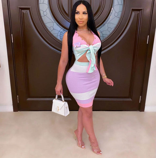 V neck Sexy Dress Bodycon - Mubimart