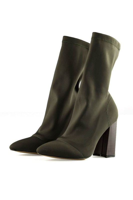 Wool stretch boots women thick heel sock boots ankle boots - Mubimart