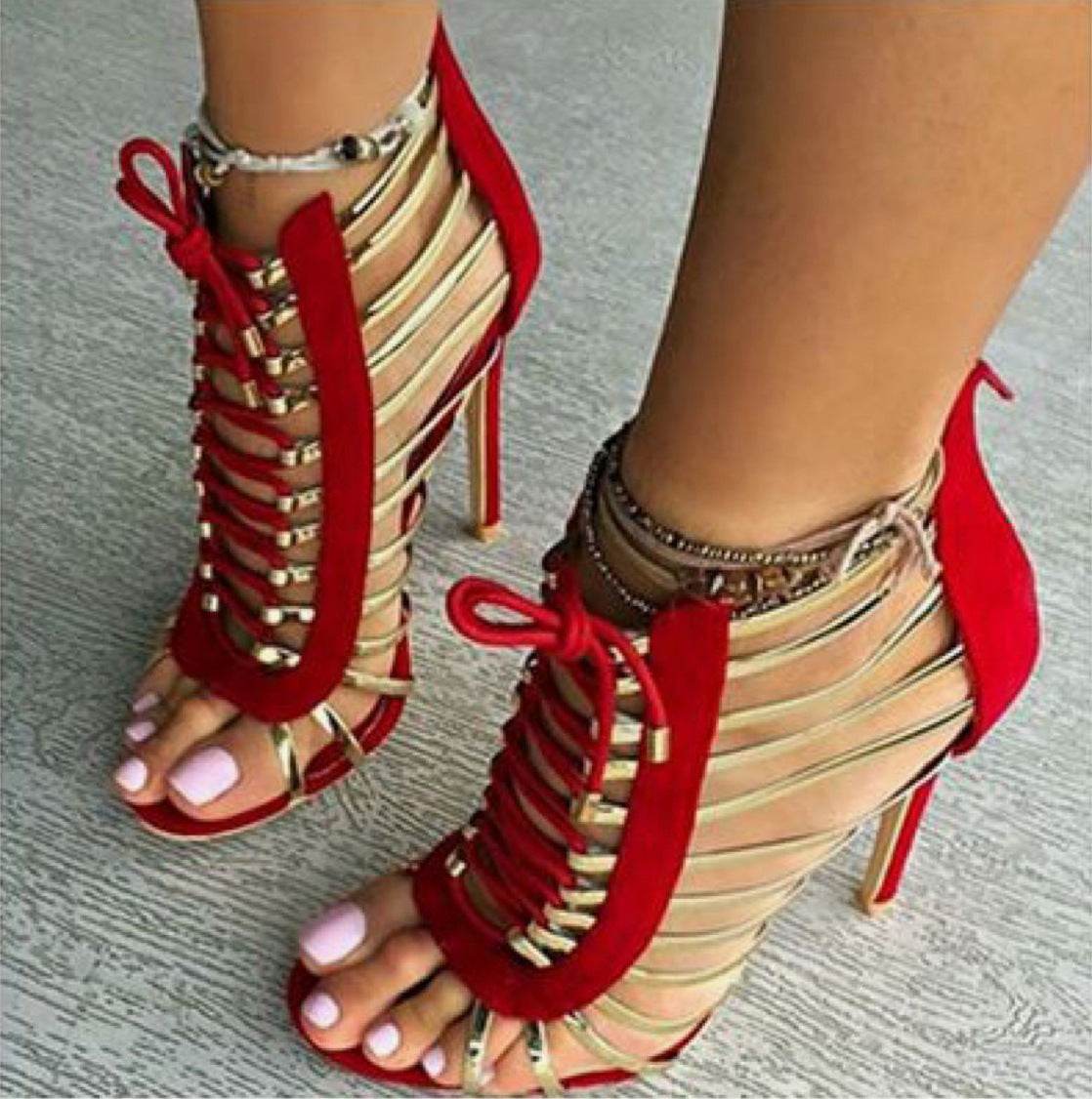 Metallic stiletto sandals - Mubimart
