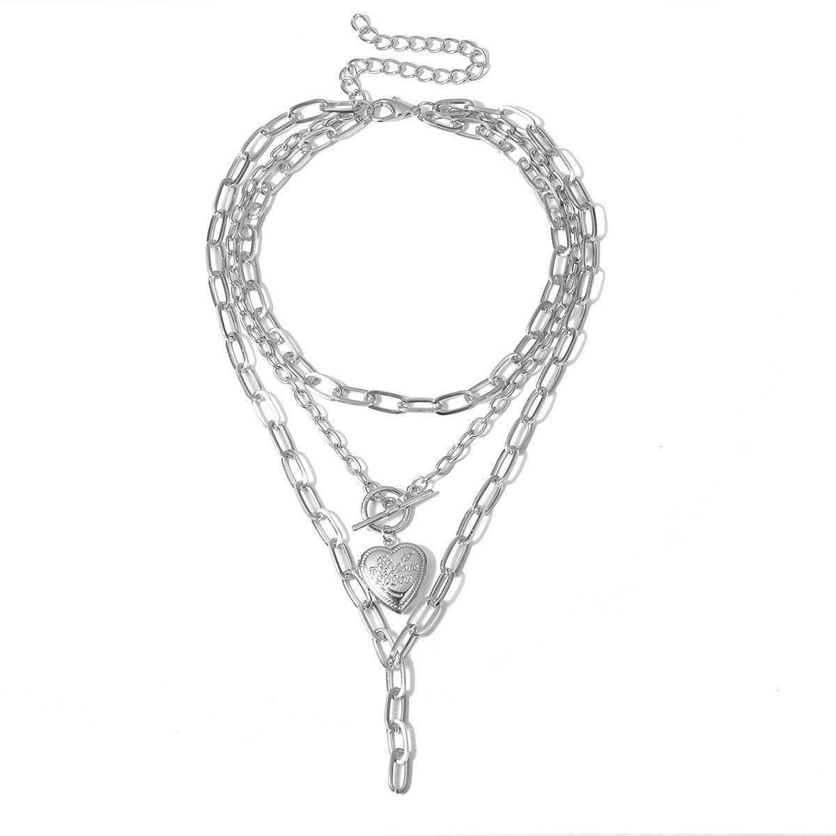 Creative Geometric Thick Chain Tassel Necklace Women - Mubimart