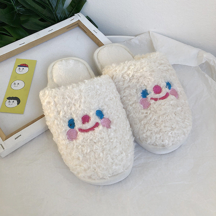 Cartoon Puppy Plush Cotton Slippers Women - Mubimart -  