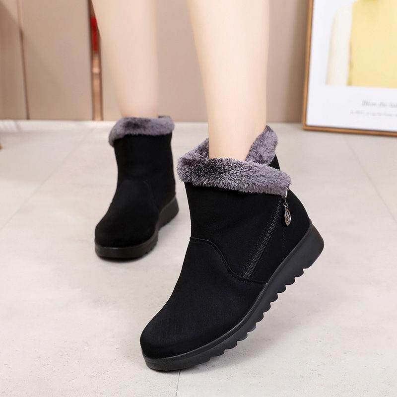 Add warm velvet ankle boots - Mubimart
