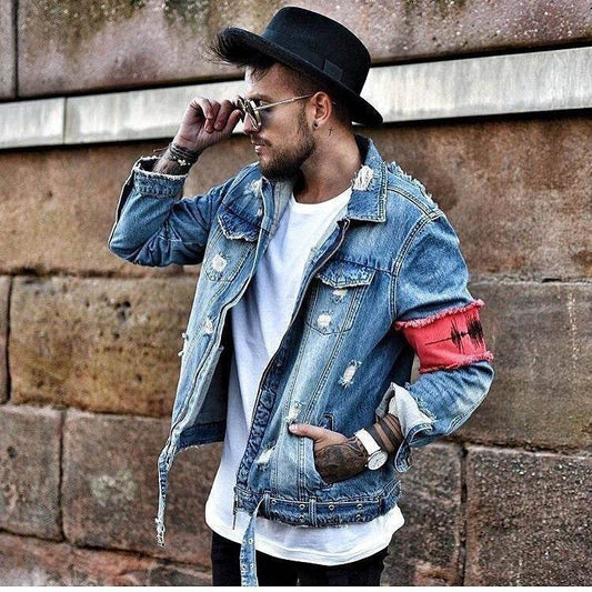 Denim jacket embroidery denim - Mubimart